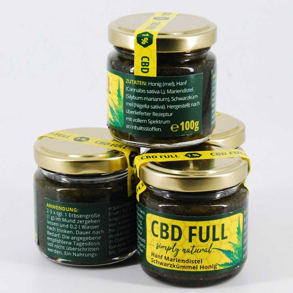 1% 100g CBD FULL Hanf, Mariendistel, Schwarzkümmel, Honig