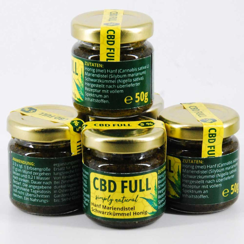 5% 50g CBD FULL Hanf, Mariendistel, Schwarzkümmel, Honig